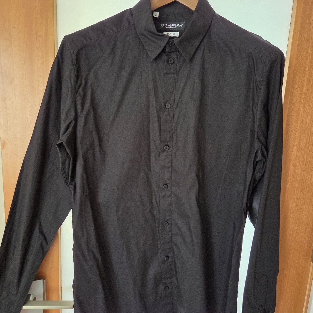 Dolce & Gabbana "Gold" Black Dress Shirt 16 / 41 Italy Tailored Fit